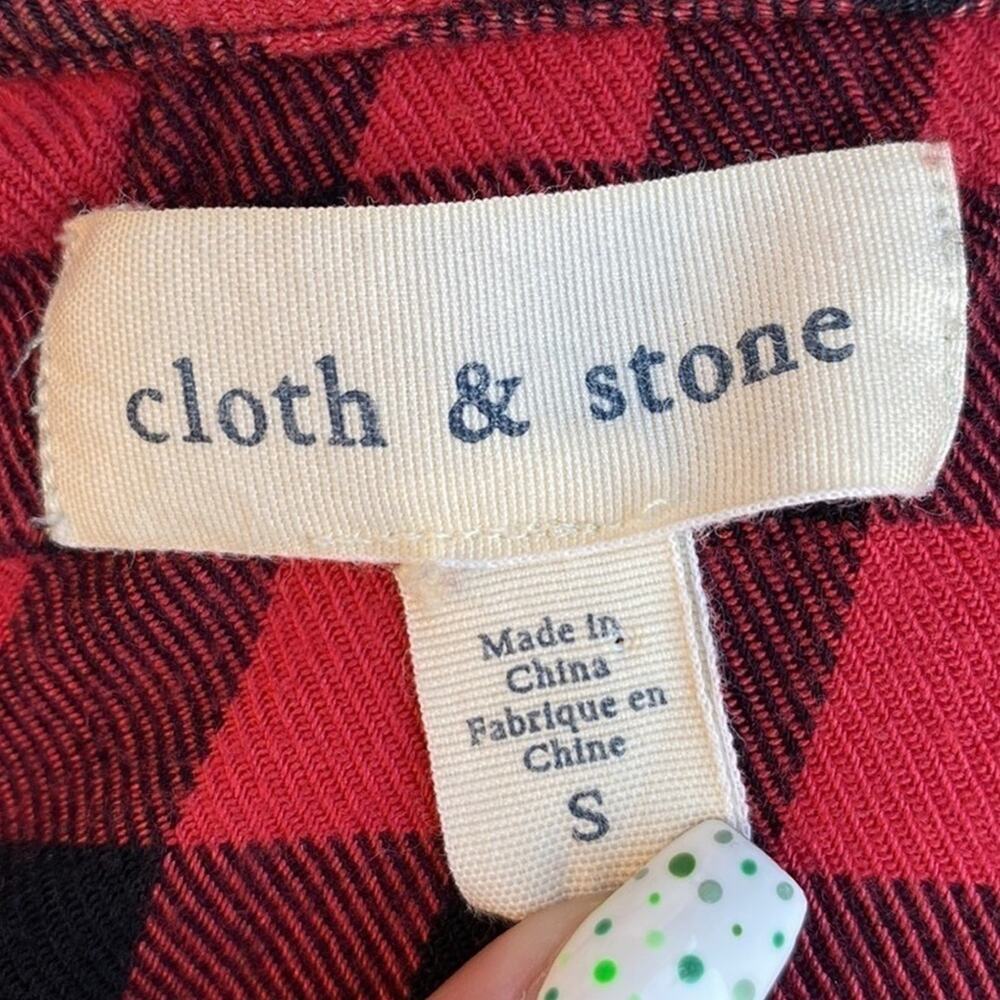 Cloth & Stone Red Buffalo Check Bell Sleeve Midi Dress Anthropologie Small - Picture 7 of 7